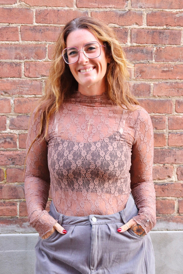 Lace Layering Top in Mocha TOPS VeryJ 