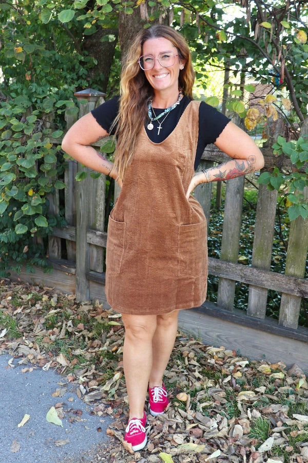 Alice Corduroy Dress in Carmel DRESSES Style USA 