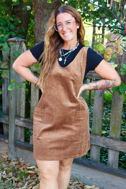 Alice Corduroy Dress in Carmel DRESSES Style USA 