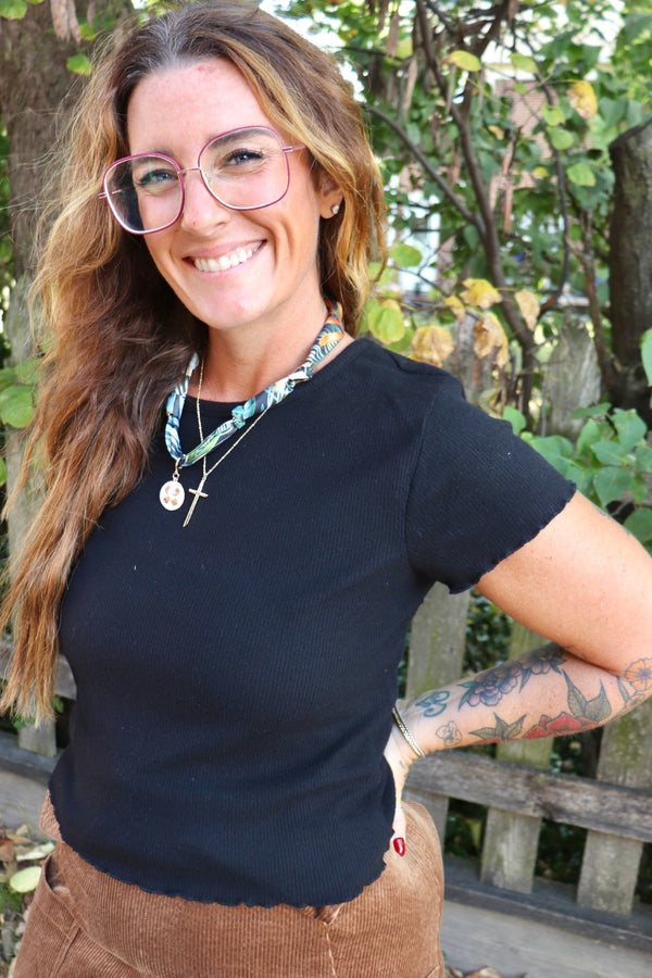 Ribbed Baby Tee in Black TOPS Jade by Jane 