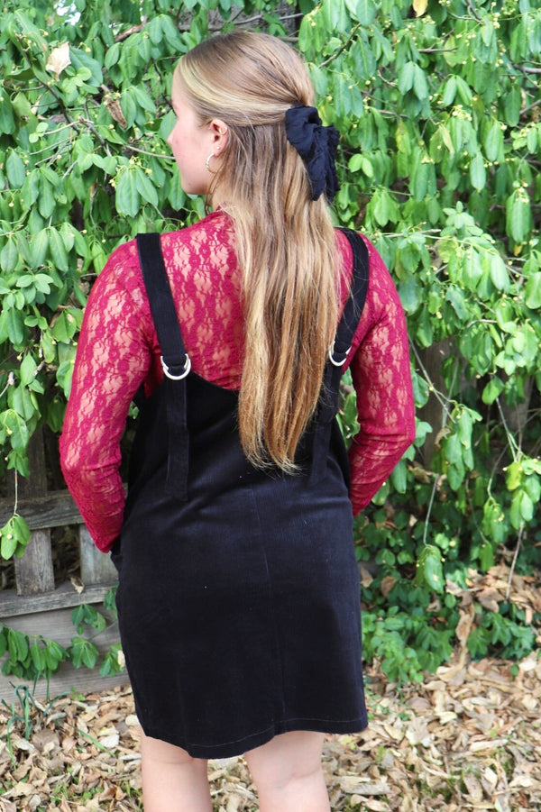 Alice Corduroy Dress in Black DRESSES Style USA 
