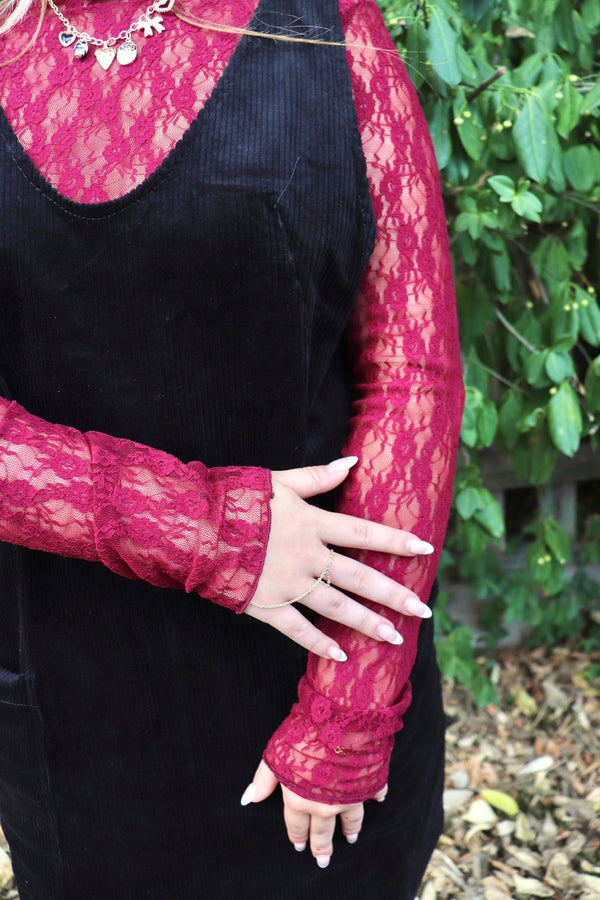 Lace Layering Top in Merlot TOPS VeryJ 