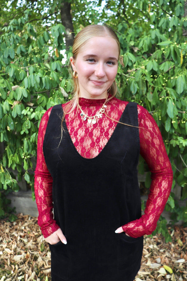 Lace Layering Top in Merlot TOPS VeryJ 