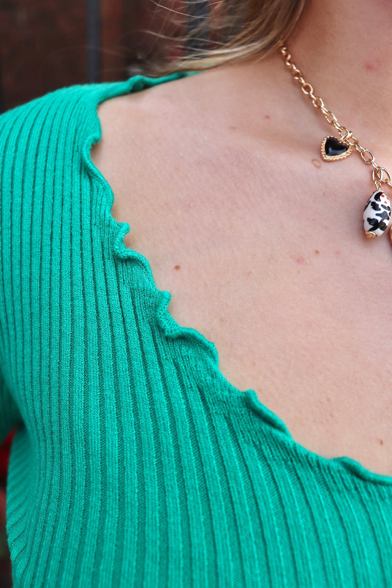 Millie Ribbed Top in Kelly Green TOPS Aemi + Co 