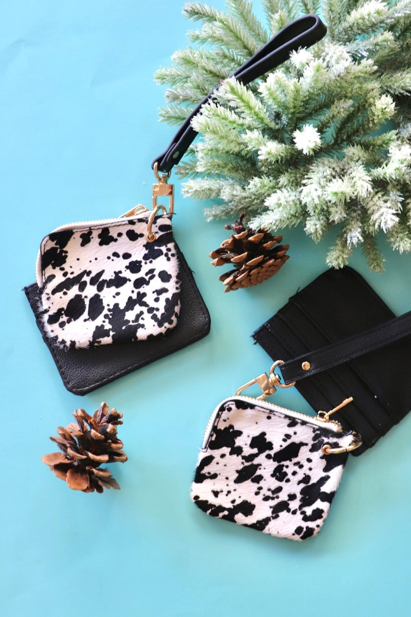Cow Print Wallet & Keychain BAGS FREM 