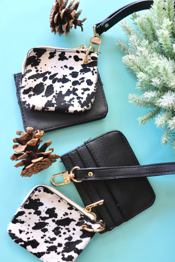 Cow Print Wallet & Keychain BAGS FREM 
