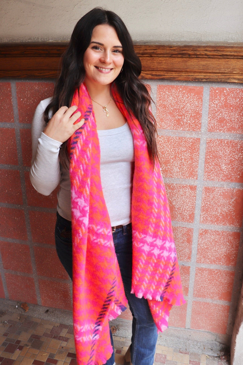 Oversized Scarves WINTER WEAR SHIRALEAH PINK COMBO 