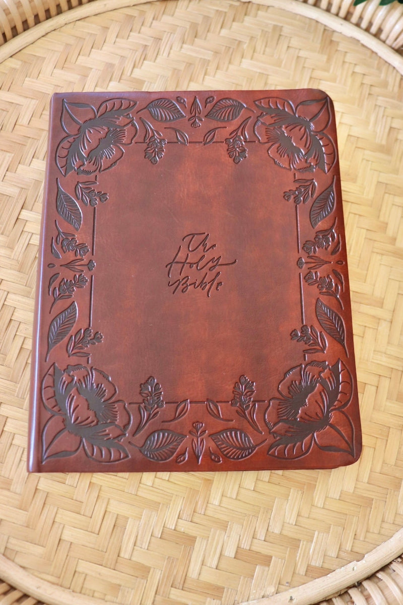 Note Taking Bibles - NLT Translation GIFT Hosana SANTA ELENA - COGNAC LEATHER 