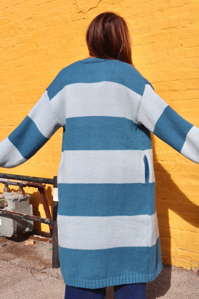 Lagoon Striped Duster Cardigan OUTERWEARS Promesa 