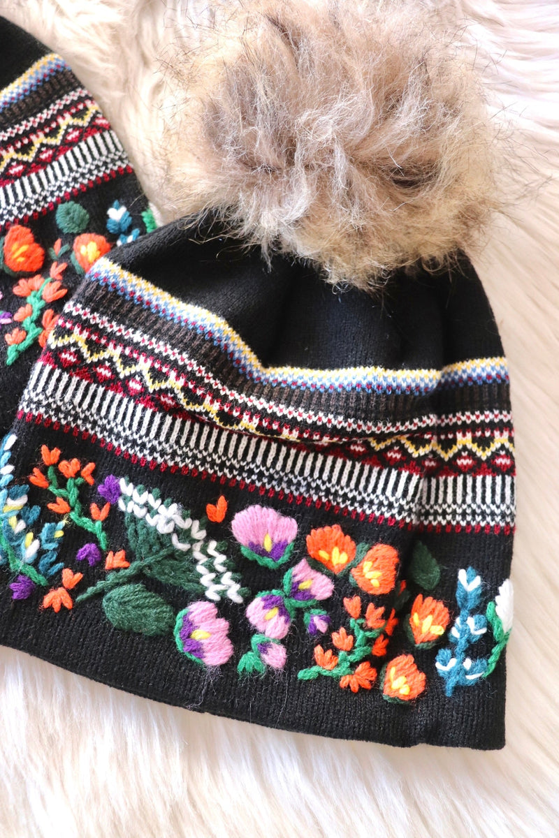 Embroidered Pom Beanie WINTER WEAR Panache Apparel 