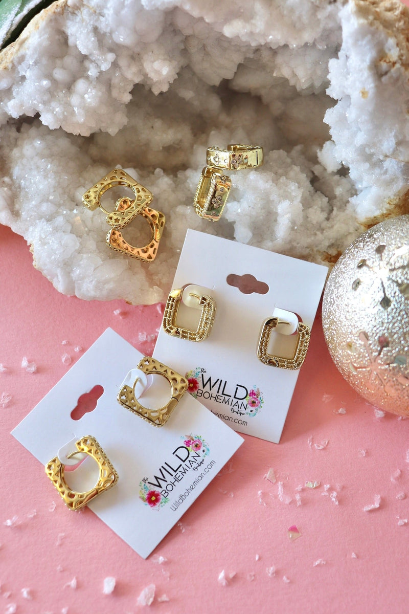 Gold Filled Square Hoops EARRINGS Aim Eternal 