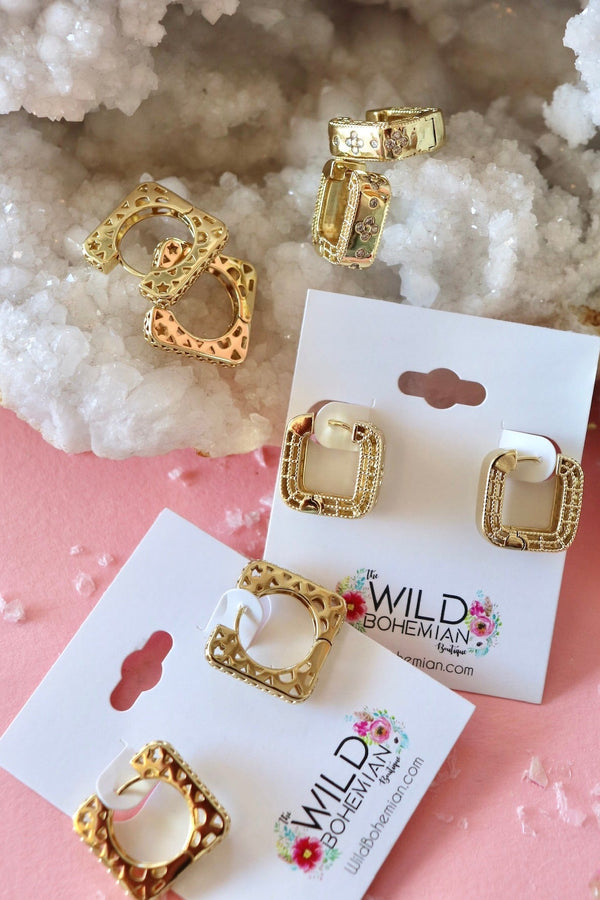 Gold Filled Square Hoops EARRINGS Aim Eternal 