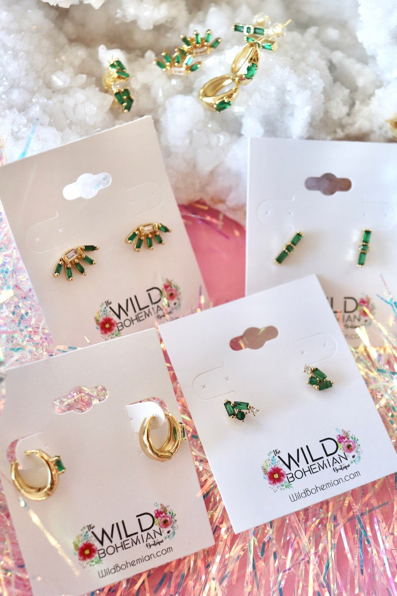 Tarnish Resistant Emerald Earrings EARRINGS Aim Eternal 