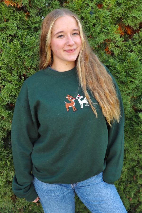 Embroidered Rudolph Sweatshirt TOPS UNMATCHED 