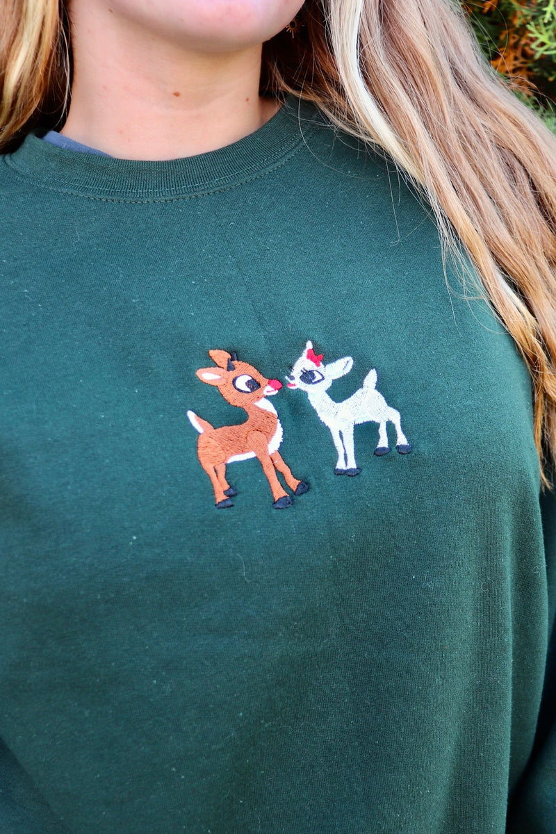 Embroidered Rudolph Sweatshirt TOPS UNMATCHED 