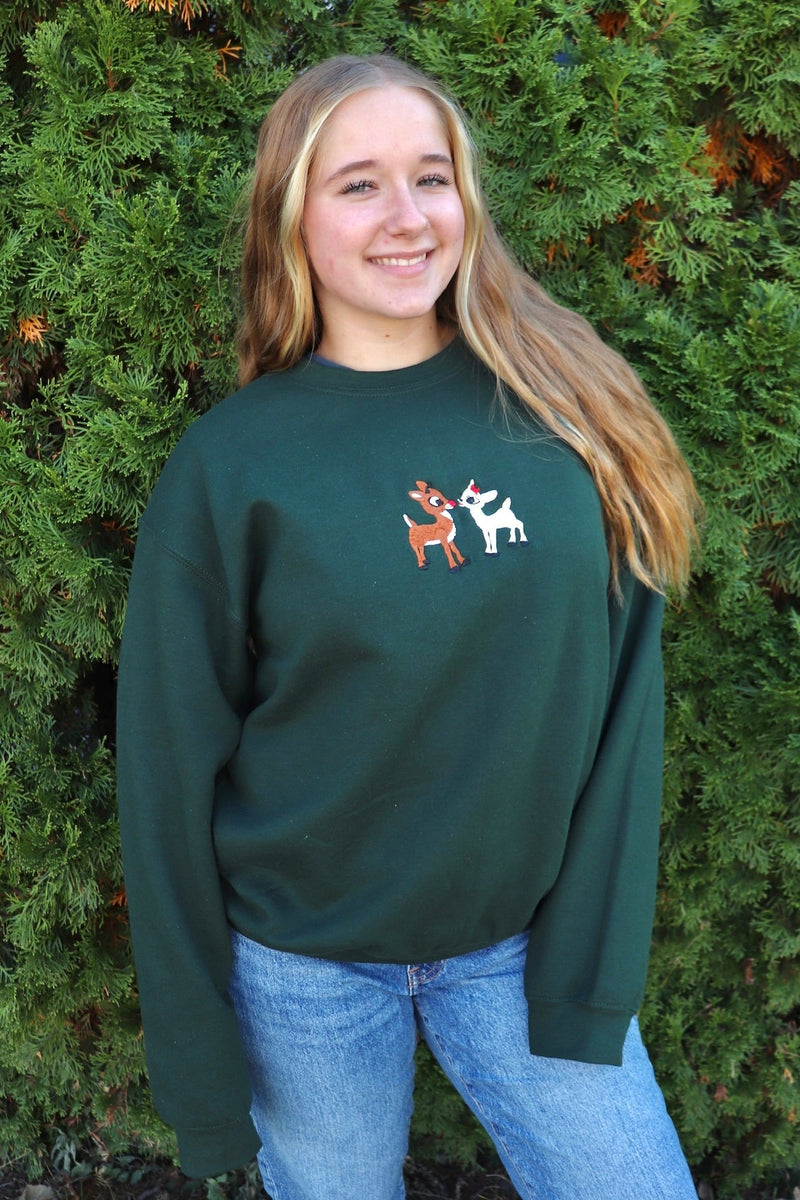 Embroidered Rudolph Sweatshirt TOPS UNMATCHED 