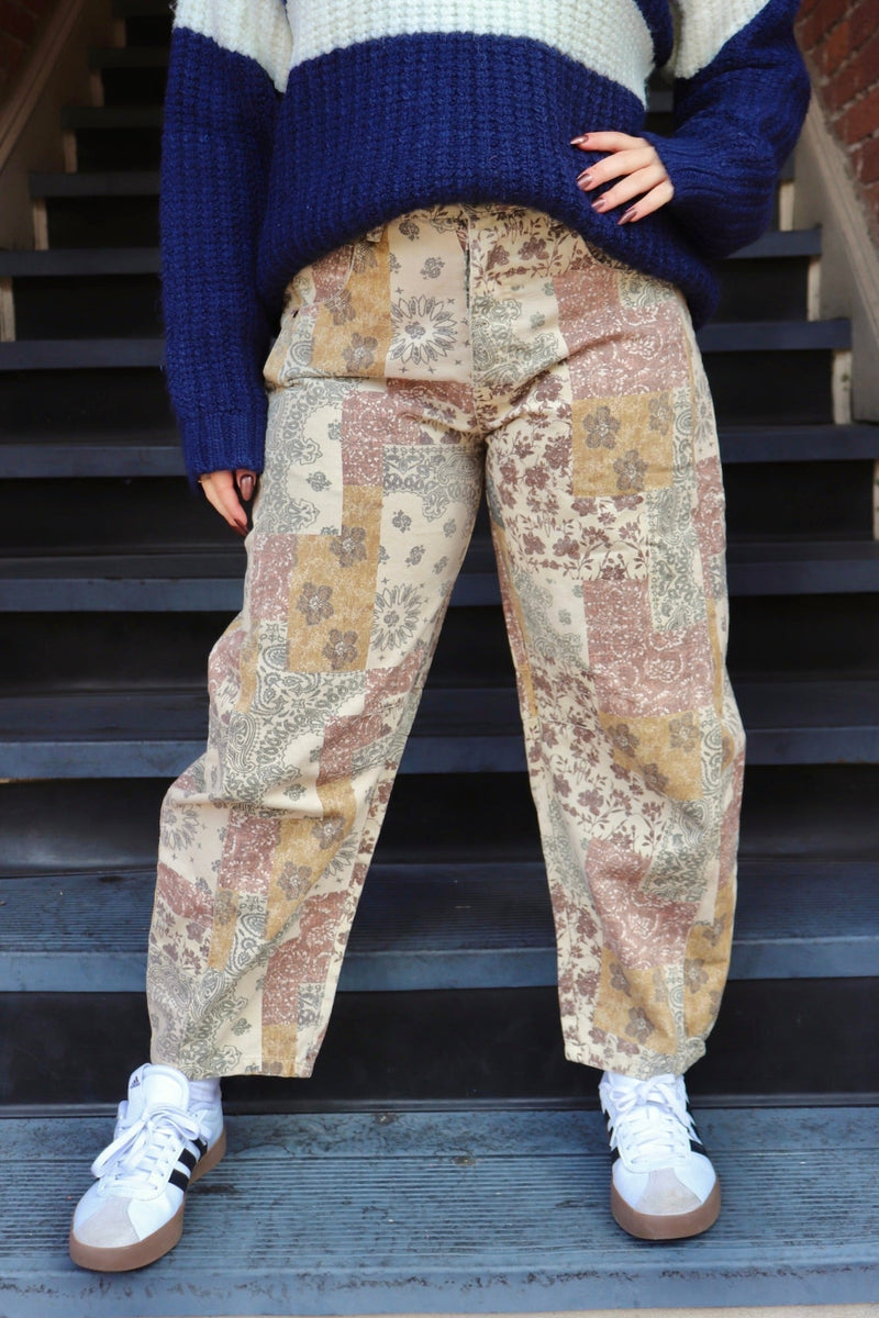 Patchwork Paisley Barrel Jeans PANTS URBAN DAISY 