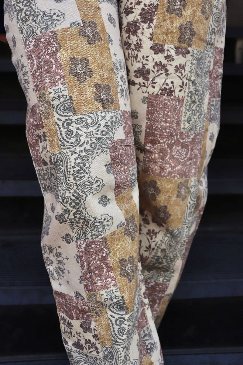 Patchwork Paisley Barrel Jeans PANTS URBAN DAISY 