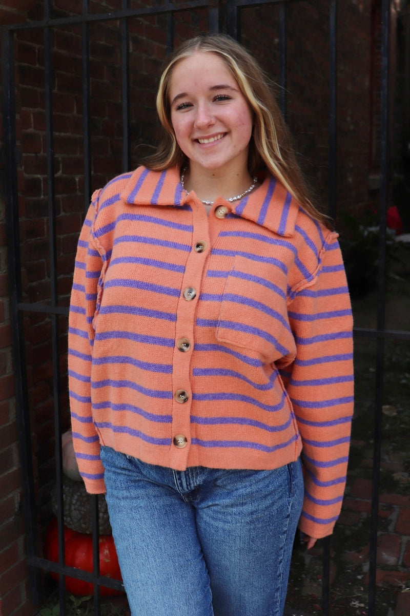 Farrah Striped Cardigan TOPS Easel 