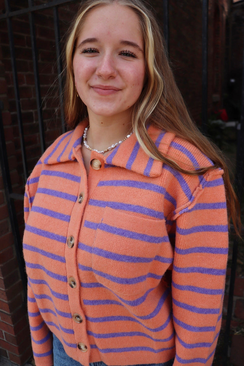 Farrah Striped Cardigan TOPS Easel 