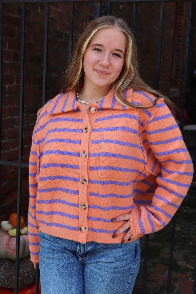 Farrah Striped Cardigan TOPS Easel 