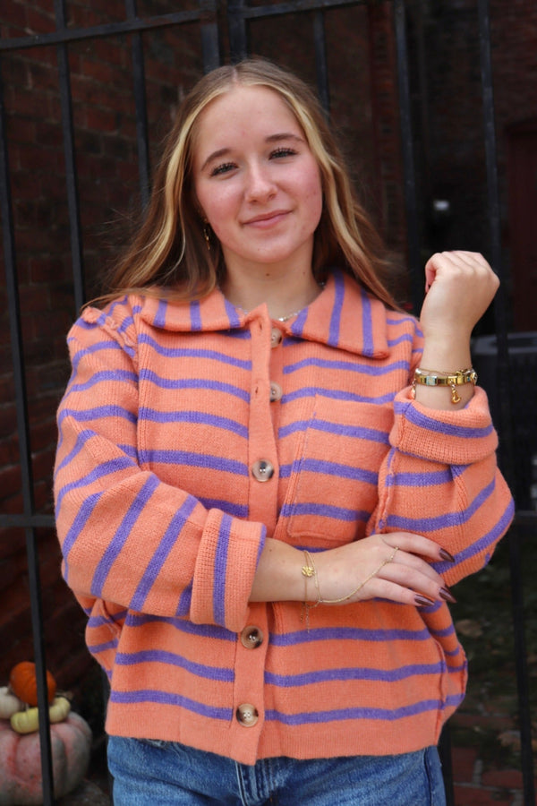 Farrah Striped Cardigan TOPS Easel 