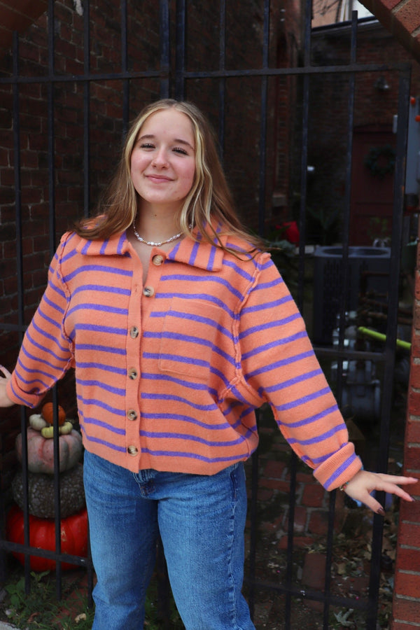 Farrah Striped Cardigan TOPS Easel 