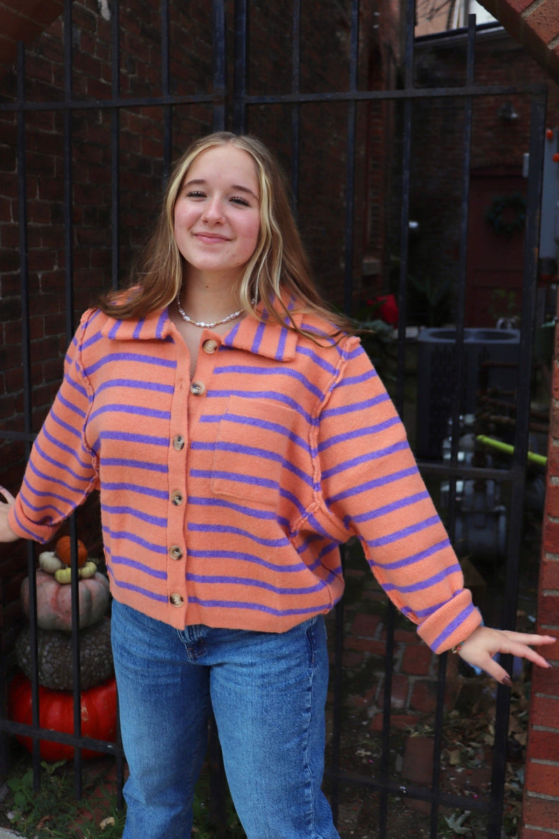 Farrah Striped Cardigan TOPS Easel 