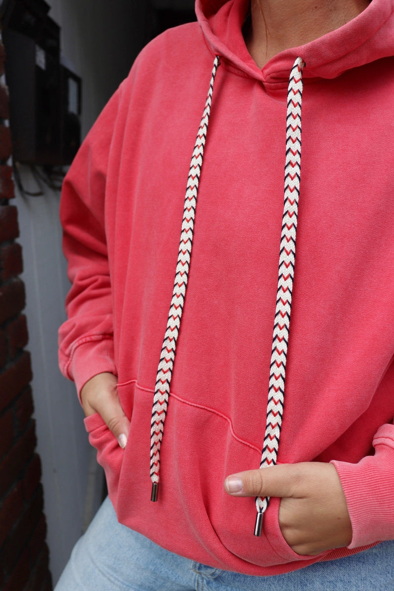 Vintage Hoodie in Marilyn Red OUTERWEARS URBAN DAISY SMALL 