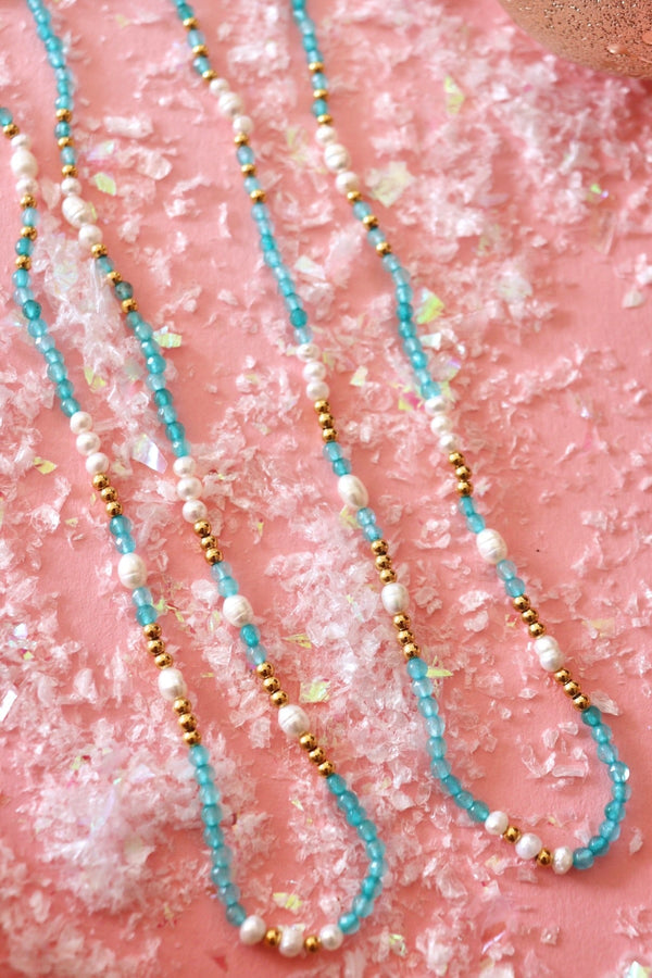 Tarnish Resistant Turquoise & Pearl Necklace NECKLACES Yiwu Shiqi 