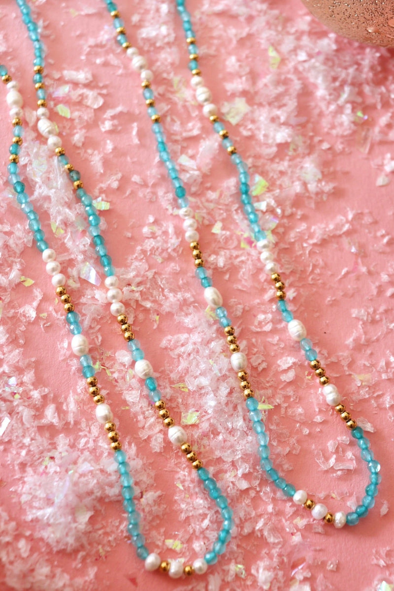 Tarnish Resistant Turquoise & Pearl Necklace NECKLACES Yiwu Shiqi 