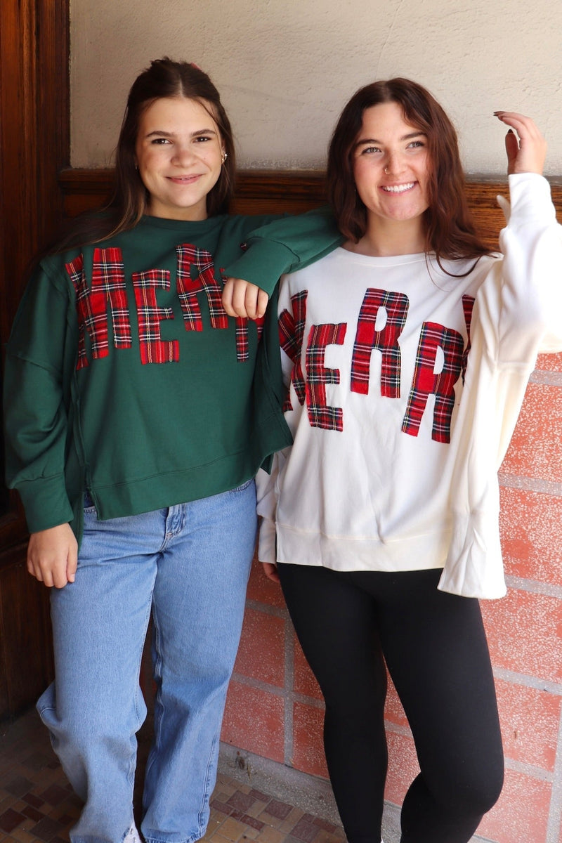 "Merry" Pullover Sweatshirt in Pine TOPS IVE 