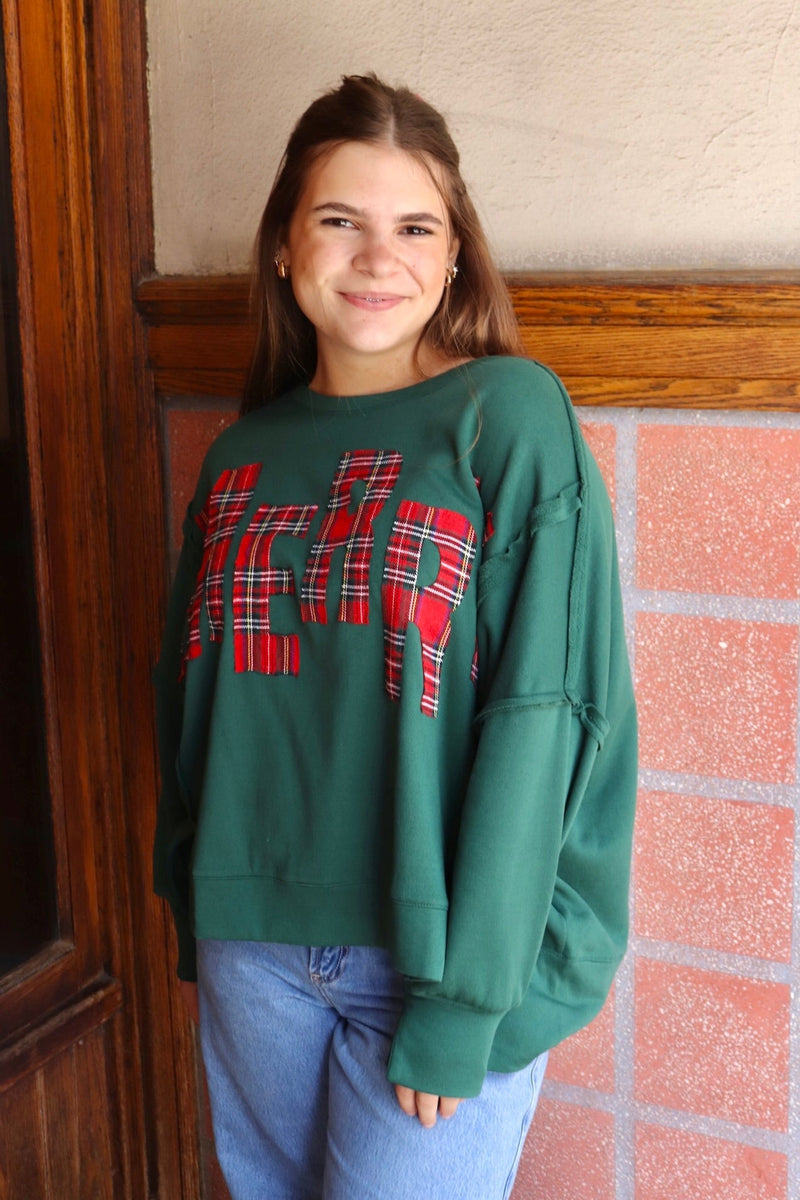 "Merry" Pullover Sweatshirt in Pine TOPS IVE 