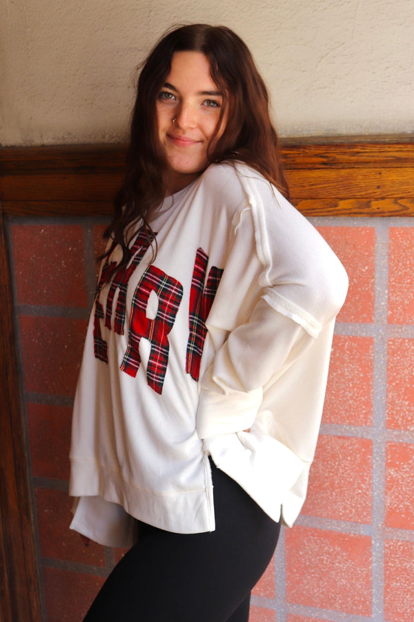 "Merry" Pullover Sweatshirt in Snowfall TOPS IVE 