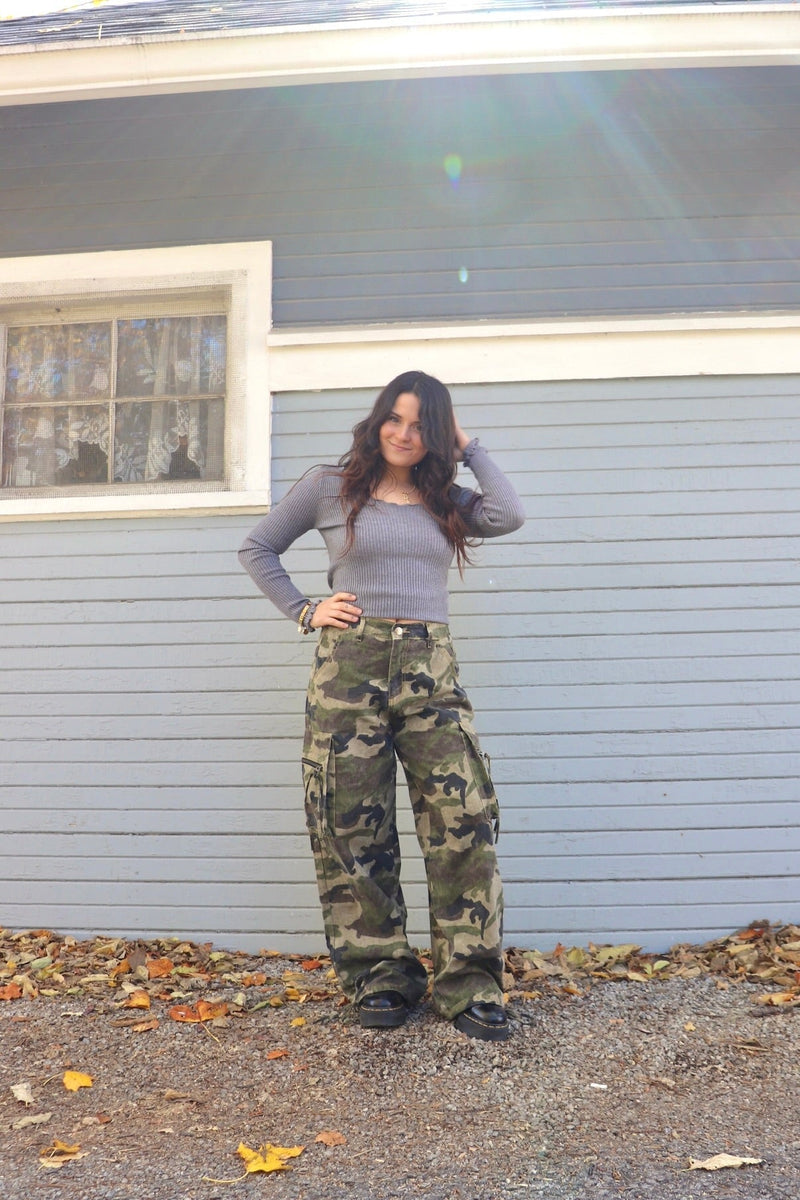 Leah Camo Cargo Pants PANTS Easel 