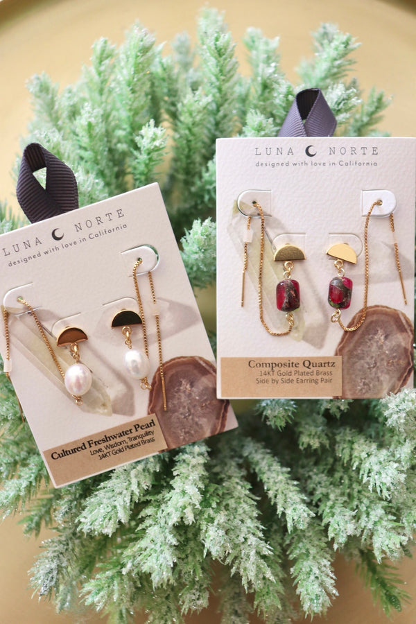 Art Deco Gemstone Threader Earrings EARRINGS Luna Norte 