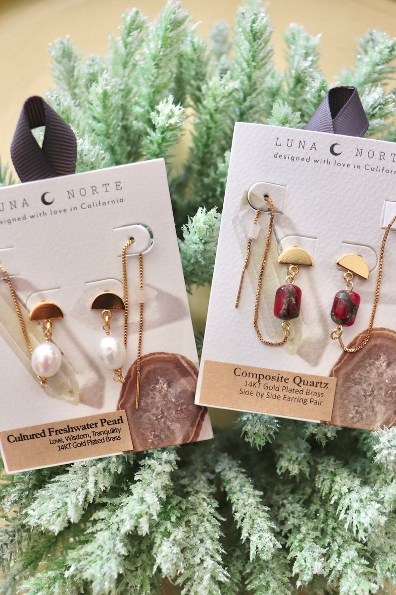 Art Deco Gemstone Threader Earrings EARRINGS Luna Norte COMPOSITE QUARTZ 