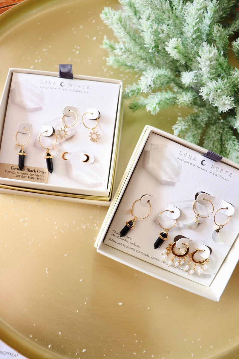 Onyx & Sparkle 3-Pack Earrings EARRINGS Luna Norte 