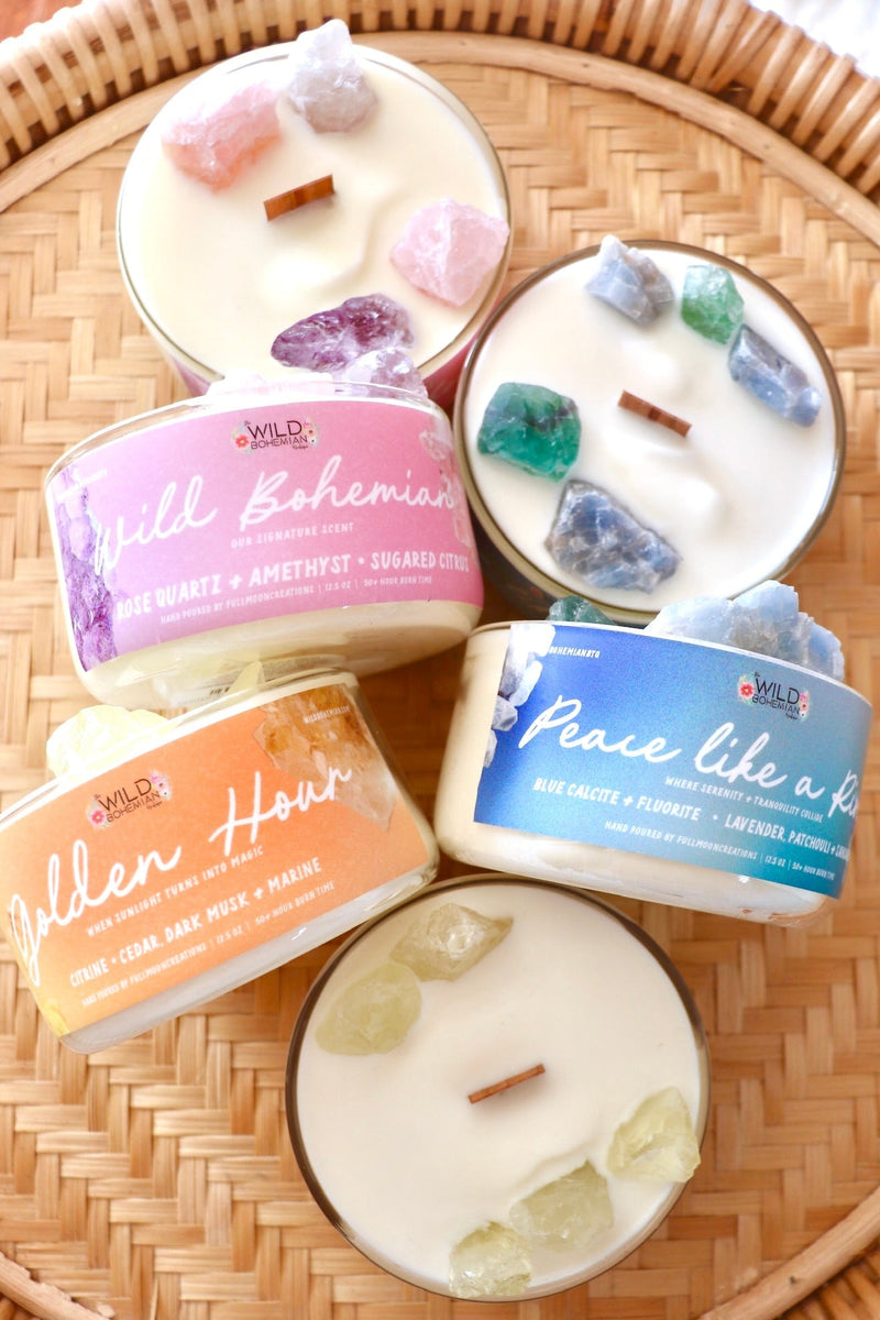 Crackling Wick Crystal Point Candles GIFT Wild Bohemian 