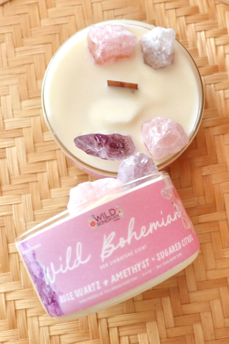 Crackling Wick Crystal Point Candles GIFT Wild Bohemian WILD BOHEMIAN 