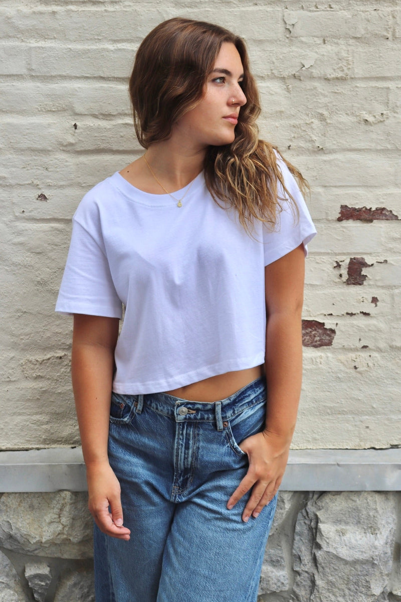 Mineral Wash Crop Tees - 3 Colors Wild Bohemian WHITE SMALL 