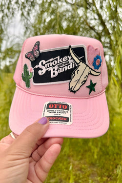 ONE OF A KIND “Smokey + the Bandit" Trucker Hat in Pale Pink Wild Bohemian 