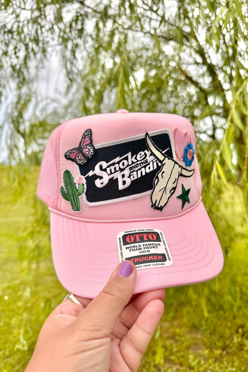 ONE OF A KIND “Smokey + the Bandit" Trucker Hat in Pale Pink Wild Bohemian 