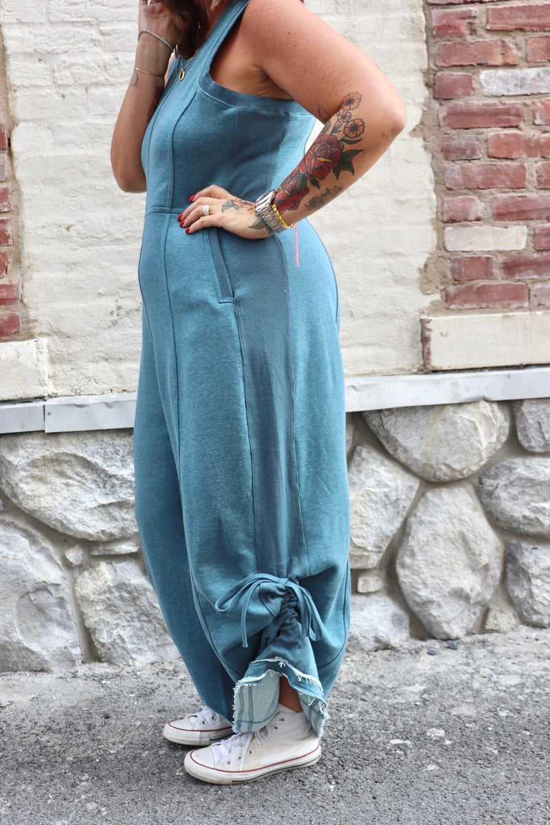 Ruched Jumpsuit in Teal Wild Bohemian 