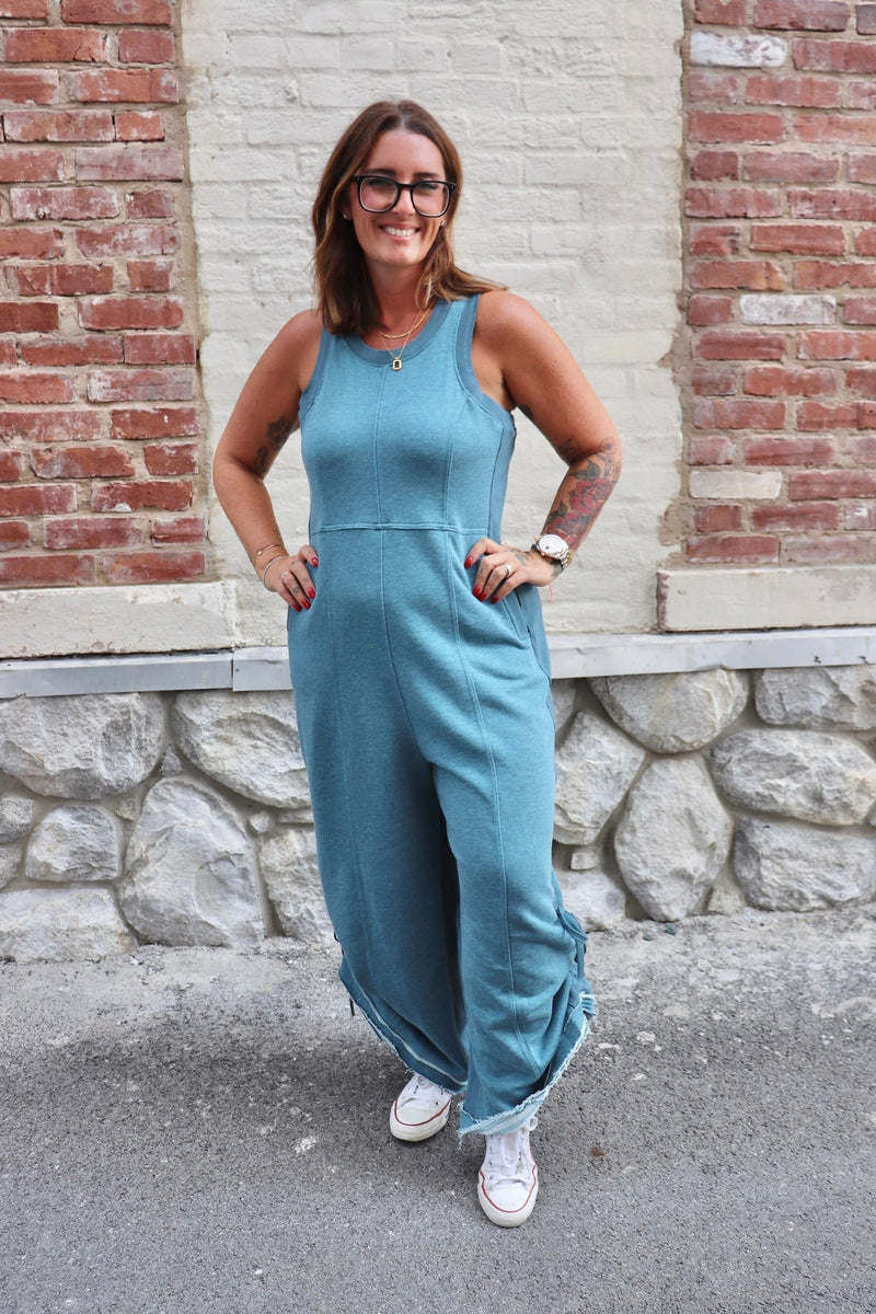 Ruched Jumpsuit in Teal Wild Bohemian 