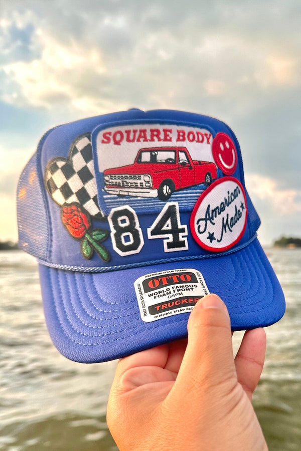 ONE OF A KIND “Square Body" Trucker Hat in Deep Blue Wild Bohemian 