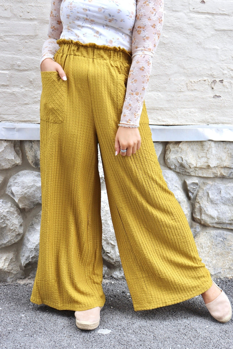 Textured Pull-On Pants in Dijon Wild Bohemian 