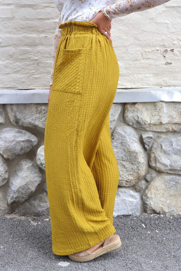 Textured Pull-On Pants in Dijon Wild Bohemian 