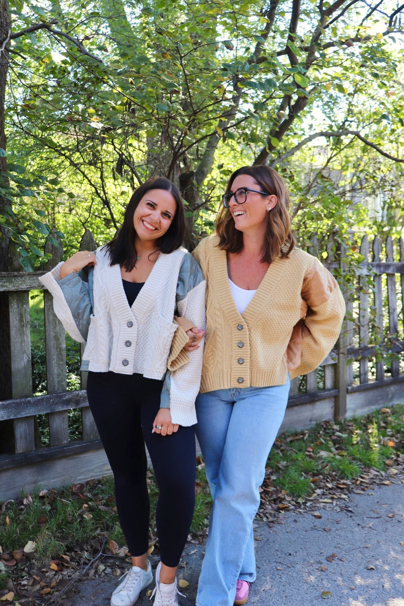 Quilted Sweater Cardi in Camel Combo Wild Bohemian 