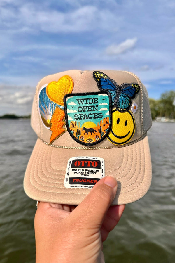 ONE OF A KIND "Wide Open Spaces" Trucker Hat in Sand Wild Bohemian 